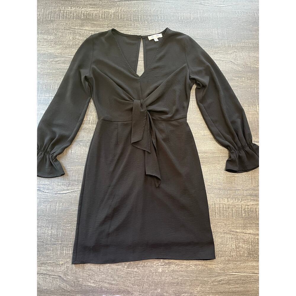 She + Sky Knot Long Sleeve Midi Dress - Black Size S